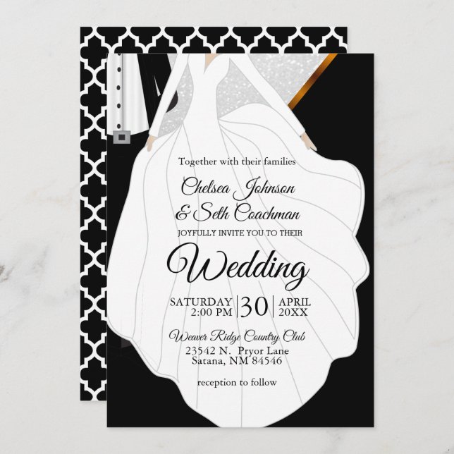 Bride and Groom Theme - Wedding Invitation (Front/Back)