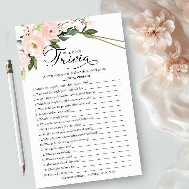 Bride And Groom Trivia Bridal Shower Game Flyer (Creator Uploaded)
