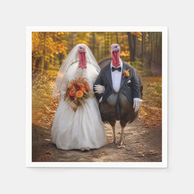 Bride and Groom Turkeys  Napkin (Front)