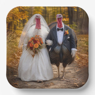 Bride and Groom Turkeys  Paper Plate