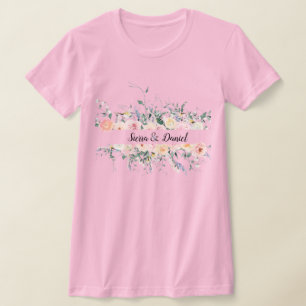 Bride and Groom Watercolor Flowers Custom T-Shirt