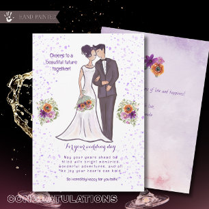 Bride and Groom Watercolor Wedding Congratulation Holiday Card