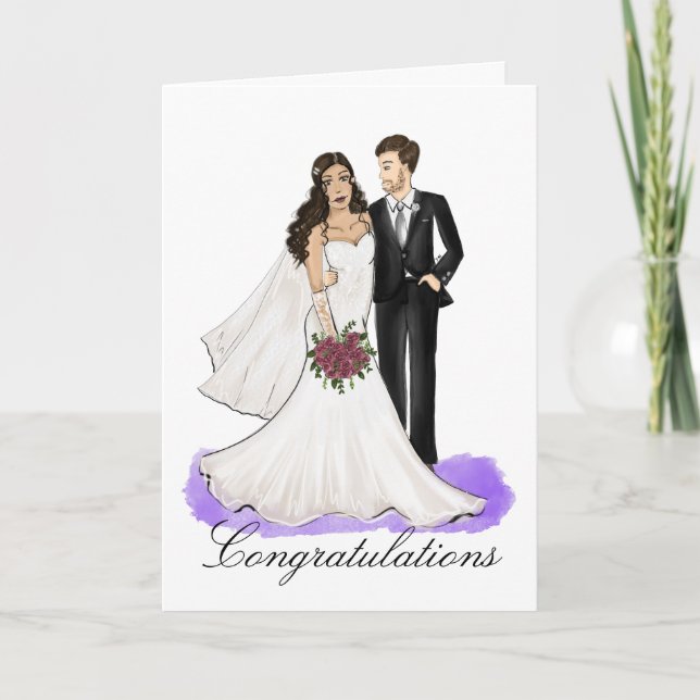 Bride and Groom Wedding Congratulations Card (Front)