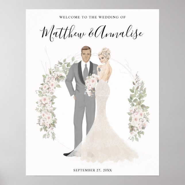 Bride and Groom Wedding Couple Welcome Poster (Front)