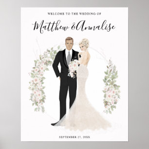 Bride and Groom Wedding Couple Welcome Poster