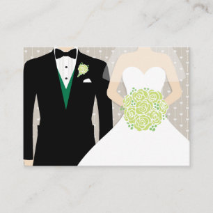 Bride and groom wedding green info enclosure card