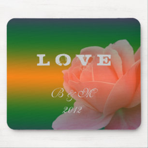bride and groom wedding mouse pad,rose flower pad