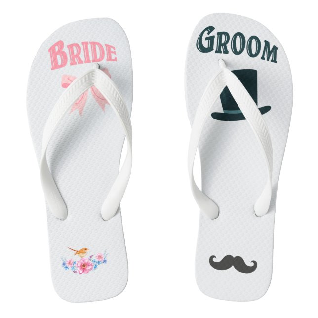 Bride and Groom Wedding Nuptials Jandals (Footbed)