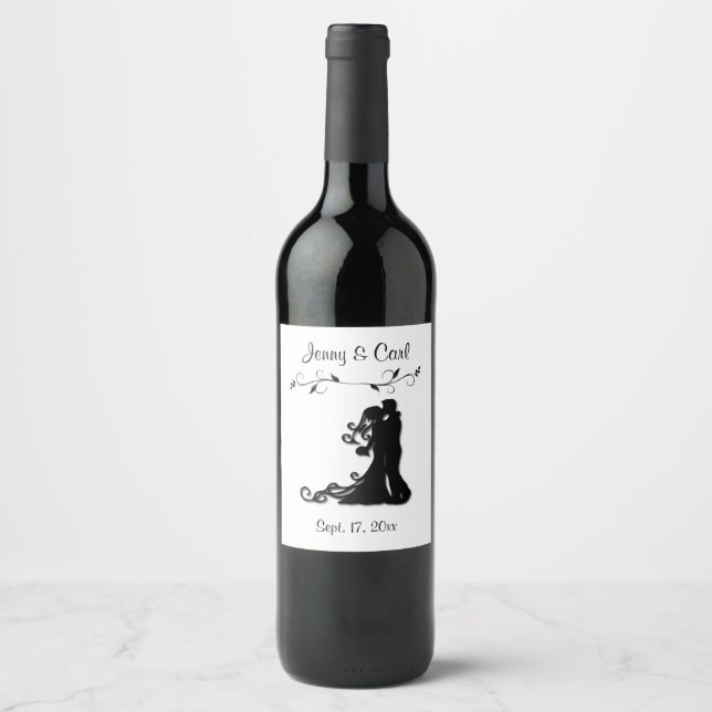 Bride and Groom Wedding Personalised  White Wine Label (Front)