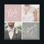 Bride and Groom Wedding Photo Collage Magnet<br><div class="desc">Capture and showcase your special moments with this customisable wedding magnet. Add your favourite pictures from your wedding day to this two-photo bride and groom collage. Other colours are available.</div>