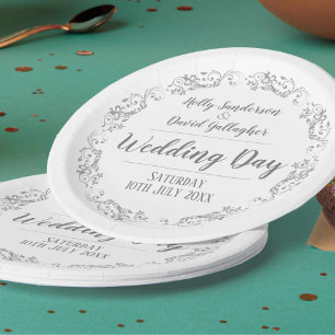 Bride and Groom Wedding Reception Paper Plate