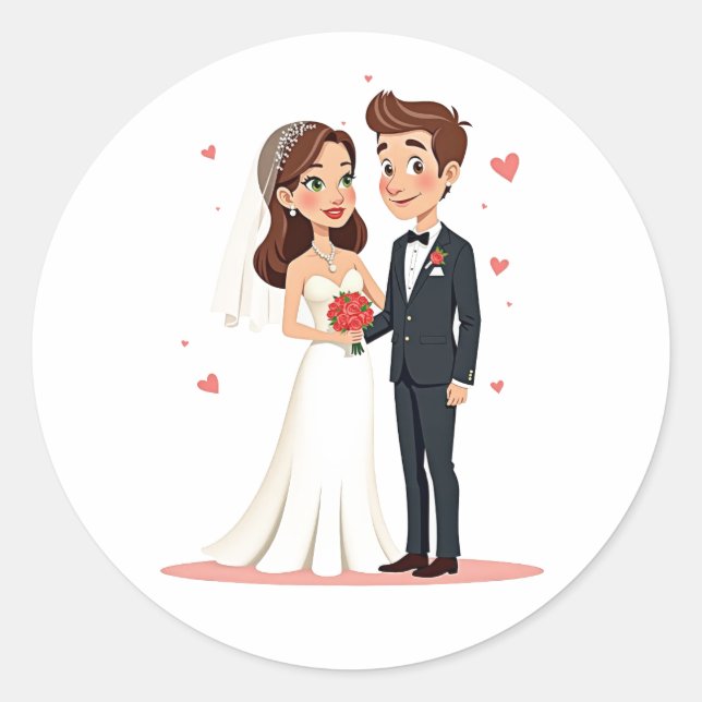 Bride and Groom Wedding Sticker (Front)