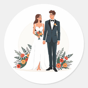 Bride and Groom Wedding Sticker