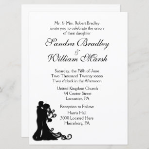 Bride and Groom White Invitation