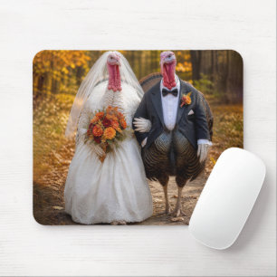 Bride and Groom Wild Turkeys Mouse Pad
