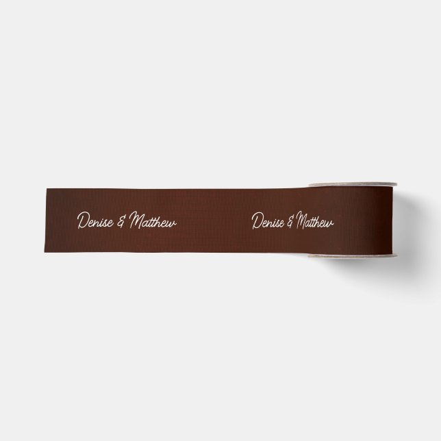 Bride and Groom Wine Grosgrain Ribbon (Front)