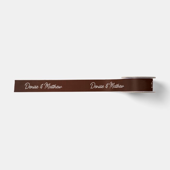 Bride and Groom Wine Satin Ribbon (Front)