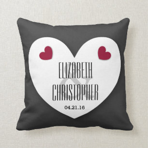 Bride and Groom with Hearts Wedding V02 GRAY Cushion