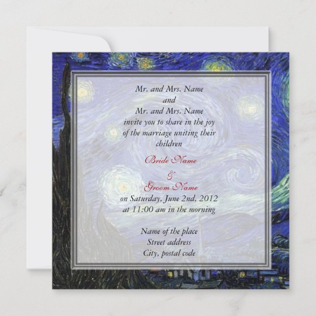 bride and groom's parents wedding invitation (Front)