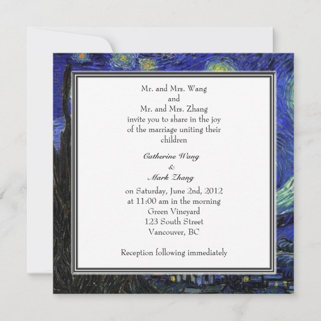 bride and groom's parents wedding invitation (Front)