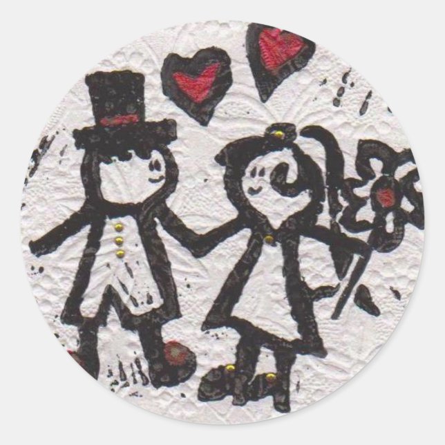 Bride and Grrom 2 Classic Round Sticker (Front)