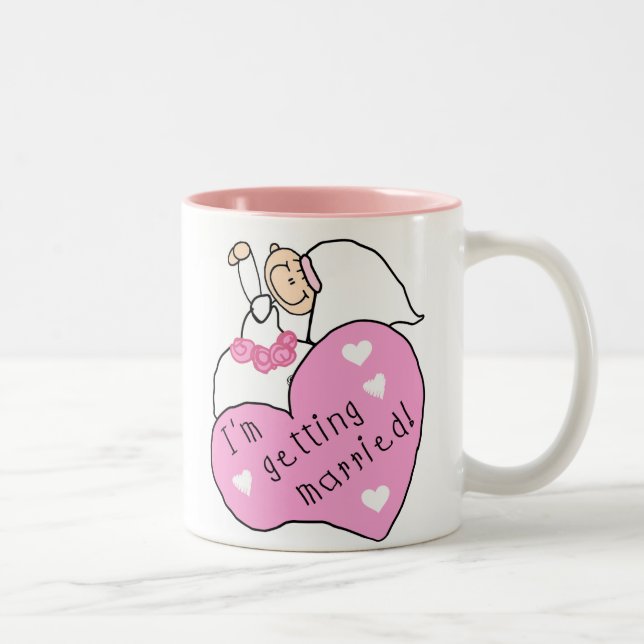 Bride and Heart I'm Getting Married Two-Tone Coffee Mug (Right)