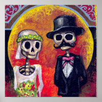 Bride and Mustachioed Groom