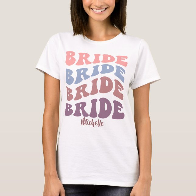 Bride - Bachelorette/Hen Party. Editable name T-Shirt (Front)