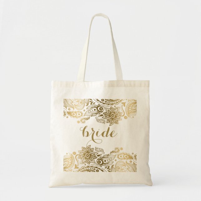 Bride Bag Gold Floral Lace paisley (Front)