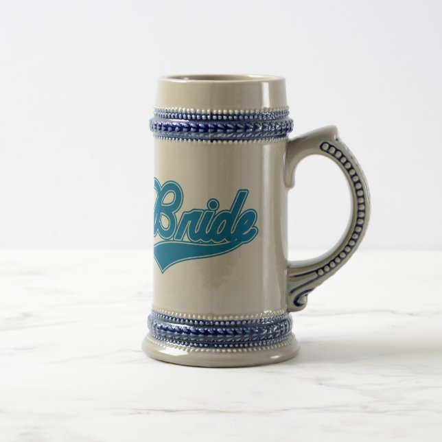 Bride (Baseball Script Blue) Beer Stein (Right)