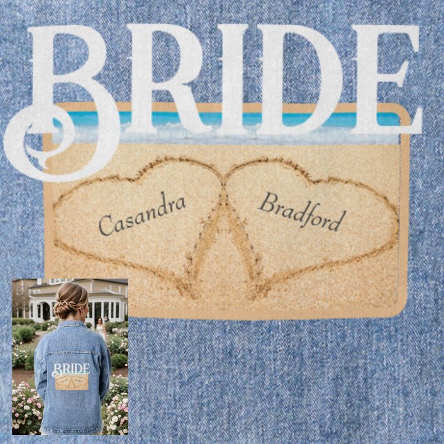 Bride Beach Wedding 2 Heart in Sand Denim Jacket (Creator Uploaded)