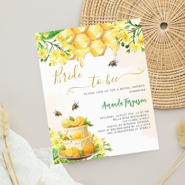 Bride bee yellow floral bridal shower invitation (Creator Uploaded)