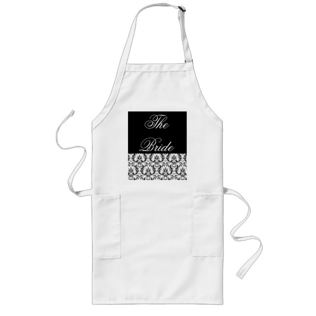 Bride Black Damask Bridal Shower Apron (Front)