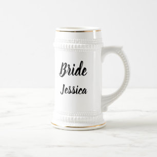 Bride Black Elegant Script Gifts Stylish Weddings  Beer Stein