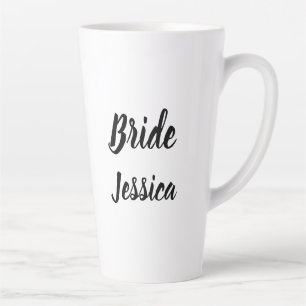 Bride Black Elegant Script Gifts Stylish Weddings Latte Mug