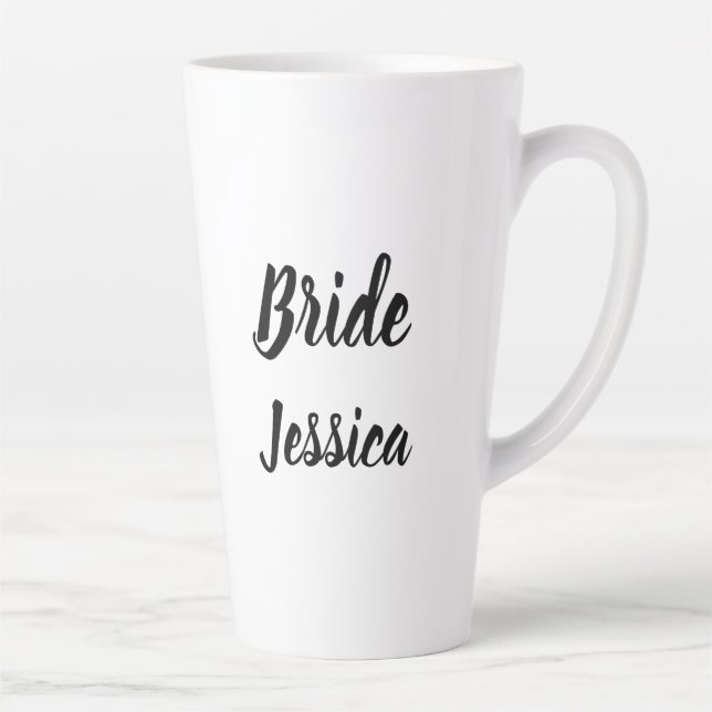 Bride Black Elegant Script Gifts Stylish Weddings Latte Mug (Right)