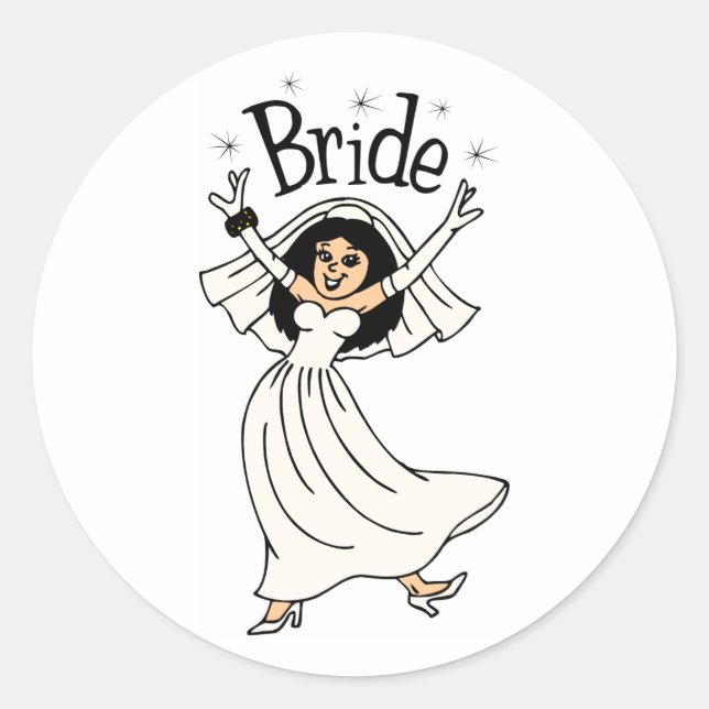 Bride (Black Hair) Classic Round Sticker (Front)
