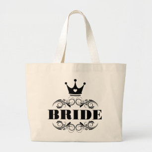 Bride Black on Custom Background Large Tote Bag