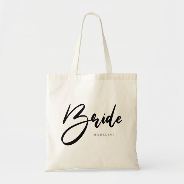 Bride Black Print Personalised Canvas 2 Tote Bag (Front)