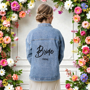 Bride Black Script Wedding  Denim Jacket