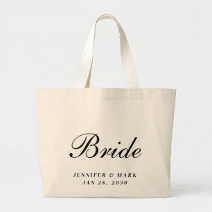 Bride Black &  White Large Tote Bag