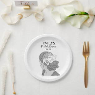 Bride Blonde Floral Welcome Bridal Shower Paper Plate