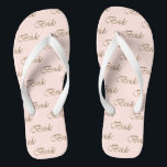 Bride blush pink gold calligraphy pattern elegant  jandals<br><div class="desc">Bride blush pink and gold script calligraphy pattern elegant chic Flip Flops.
Great gift for brides,  or brides to be.</div>