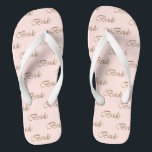 Bride blush pink gold calligraphy pattern elegant  jandals<br><div class="desc">Bride blush pink and gold script calligraphy pattern elegant chic Flip Flops.
Great gift for brides,  or brides to be.</div>