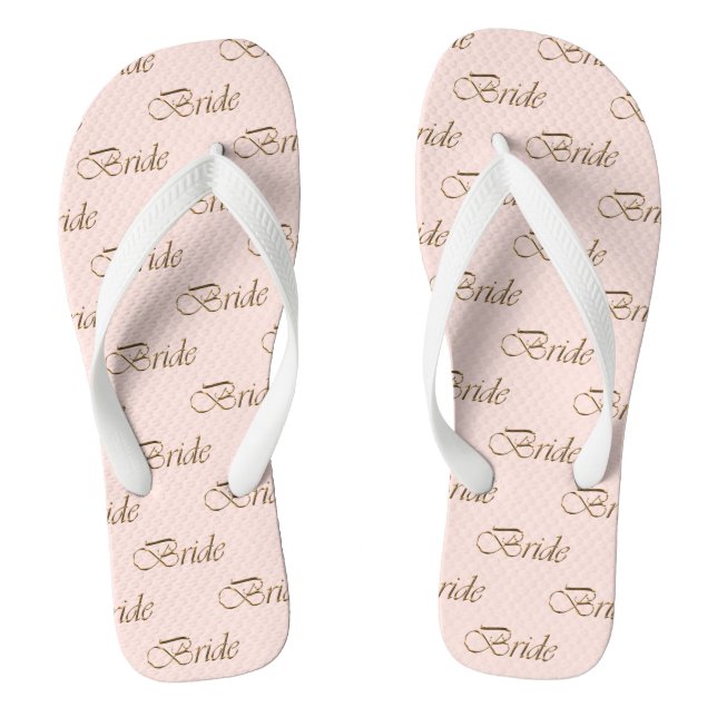 Bride blush pink gold calligraphy pattern elegant  jandals (Footbed)