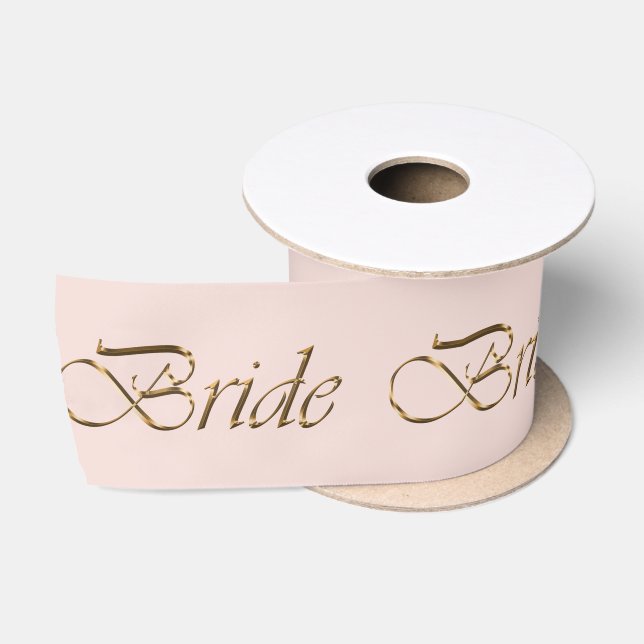 Bride blush pink gold pattern elegant satin ribbon (Spool)