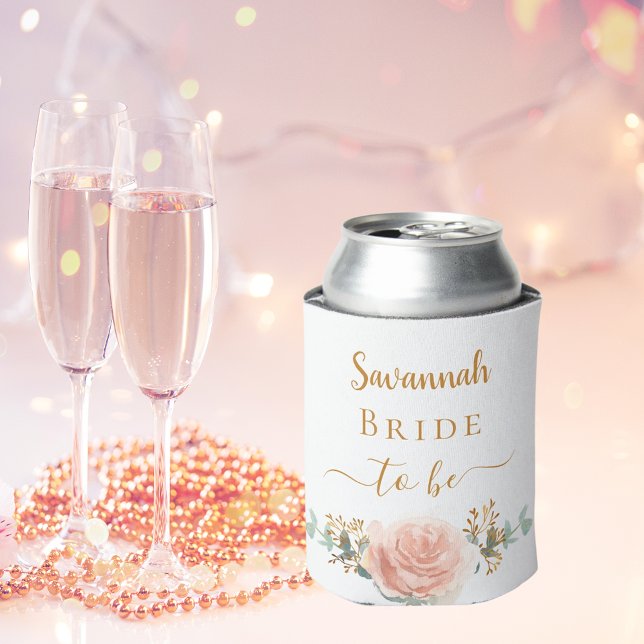 Bride blush rose gold floral eucalyptus greenery can cooler (Creator Uploaded)