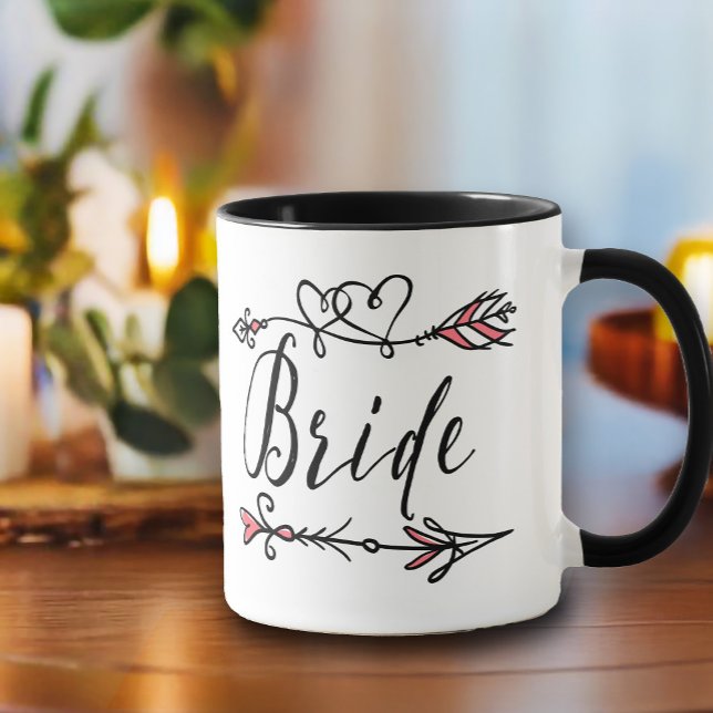 Bride Boho Leader of the Bride Tribe Wedding Mug (Bohemian style bridal coffee mug for the leader of the bride tribe.)