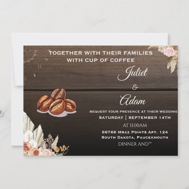 bride boho rustic modern elegant Coffee Wedding Invitation (Front)