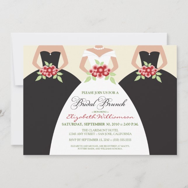 Bride & Bridesmaids Bridal Brunch Invite (black) (Front)